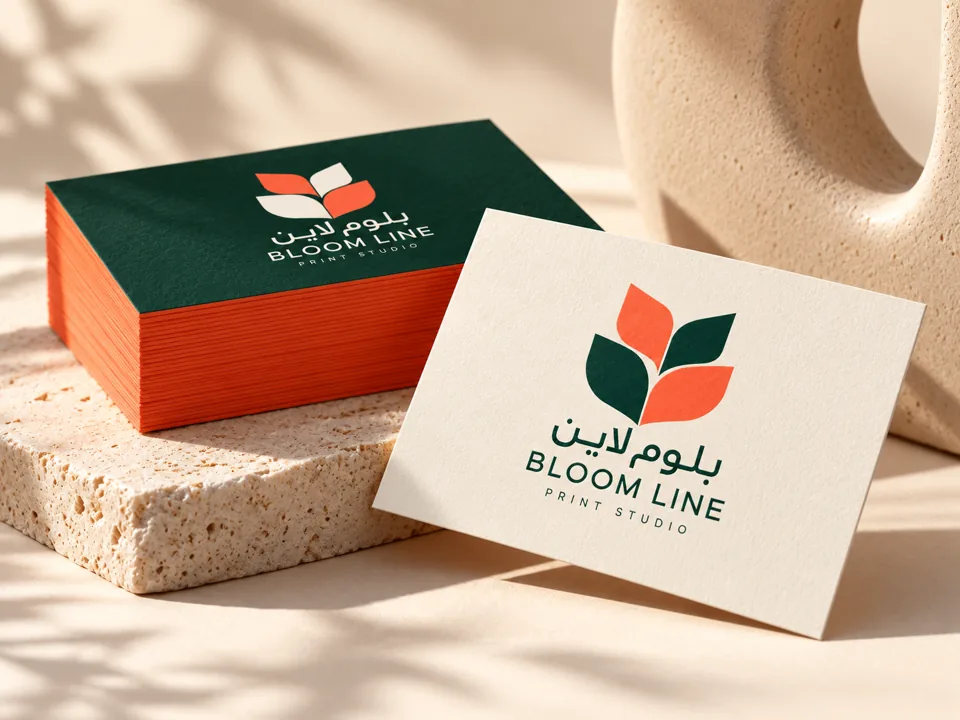 نموذج طباعة بزنس كارد بهوية بلوم لاين للطباعة