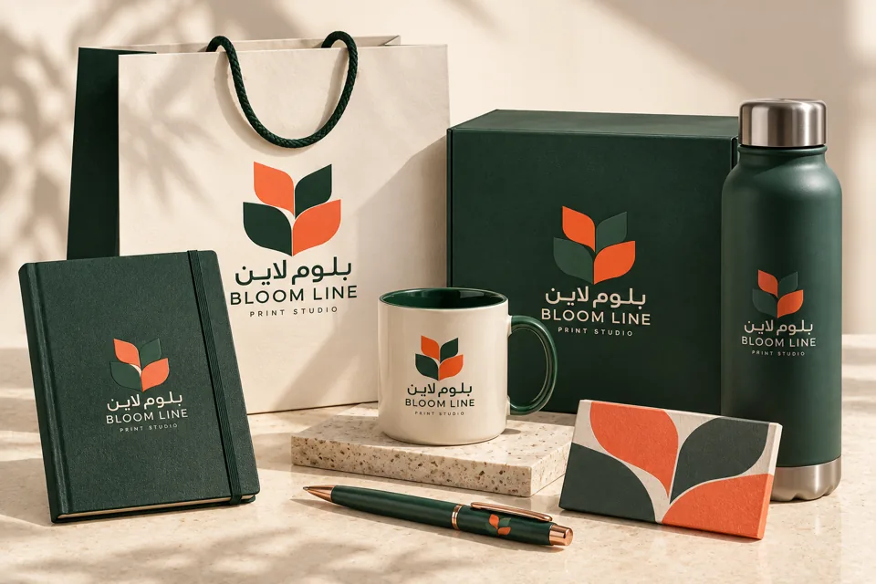نموذج طباعة هدايا دعائية بهوية بلوم لاين للطباعة