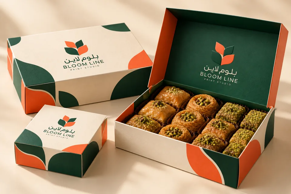 نموذج طباعة بوكسات حلا بهوية بلوم لاين للطباعة